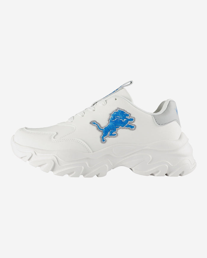 Detroit Lions Womens Glitter Big Logo Vintage White Chunky Sneaker FOCO 6 - FOCO.com