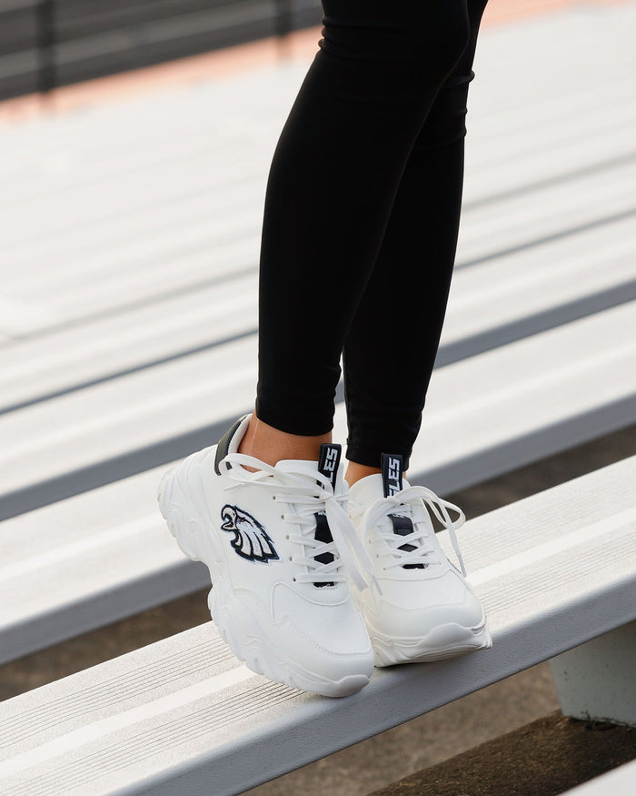 Philadelphia Eagles Womens Glitter Big Logo Vintage White Chunky Sneaker FOCO - FOCO.com