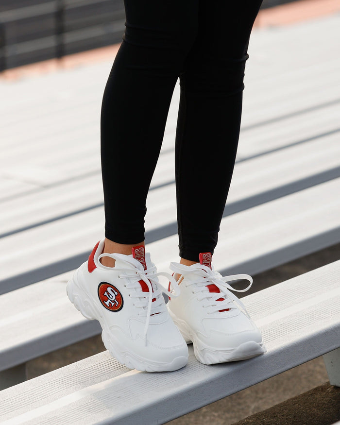 San Francisco 49ers Womens Glitter Big Logo Vintage White Chunky Sneaker FOCO - FOCO.com