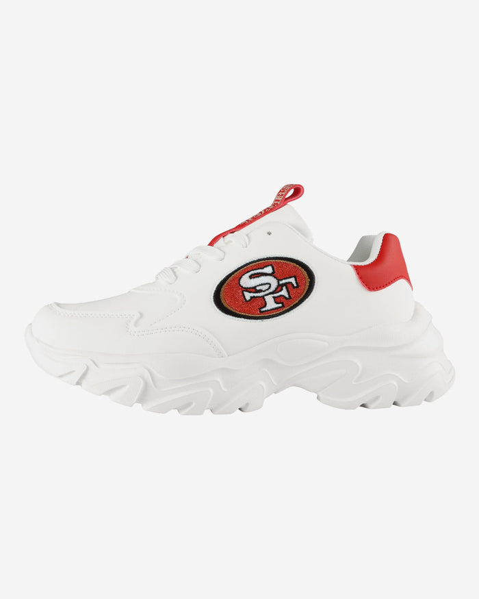 San Francisco 49ers Womens Glitter Big Logo Vintage White Chunky Sneaker FOCO 6 - FOCO.com