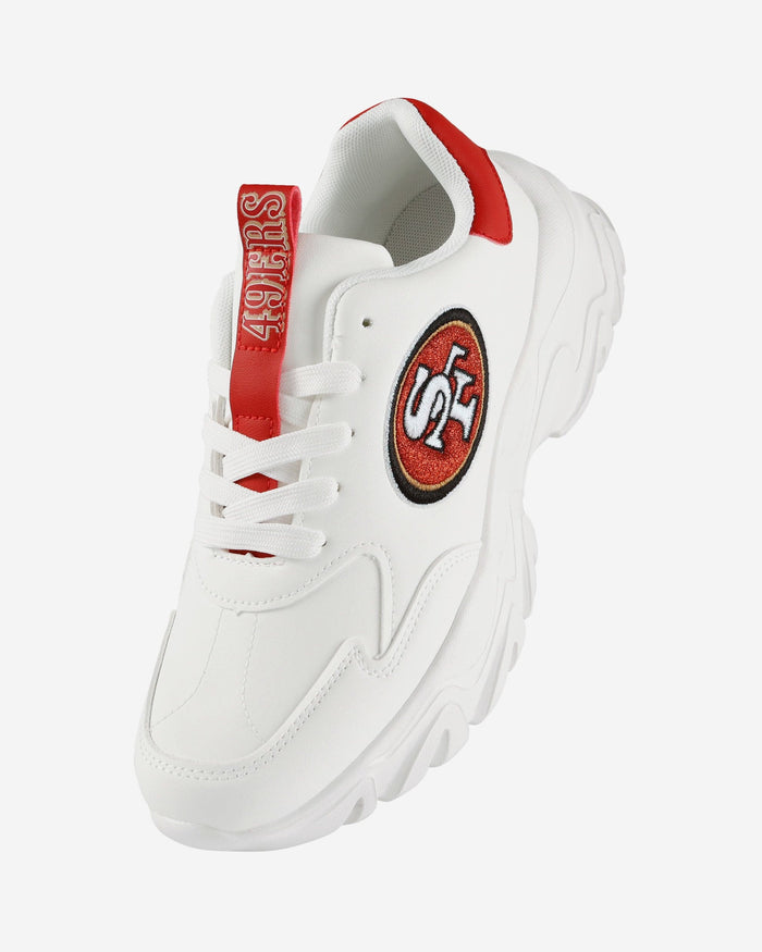 San Francisco 49ers Womens Glitter Big Logo Vintage White Chunky Sneaker FOCO - FOCO.com