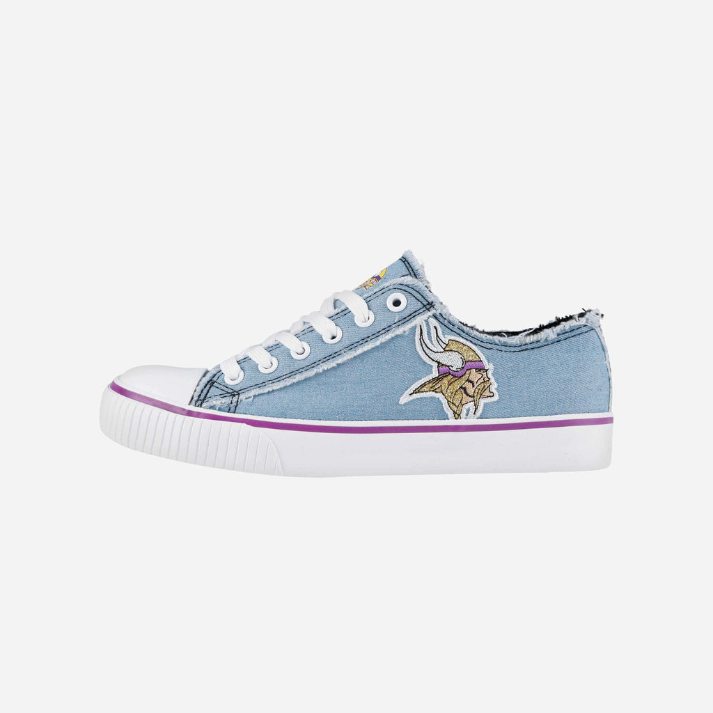 Minnesota Vikings Womens Denim Low Top Canvas Shoe FOCO 6 - FOCO.com