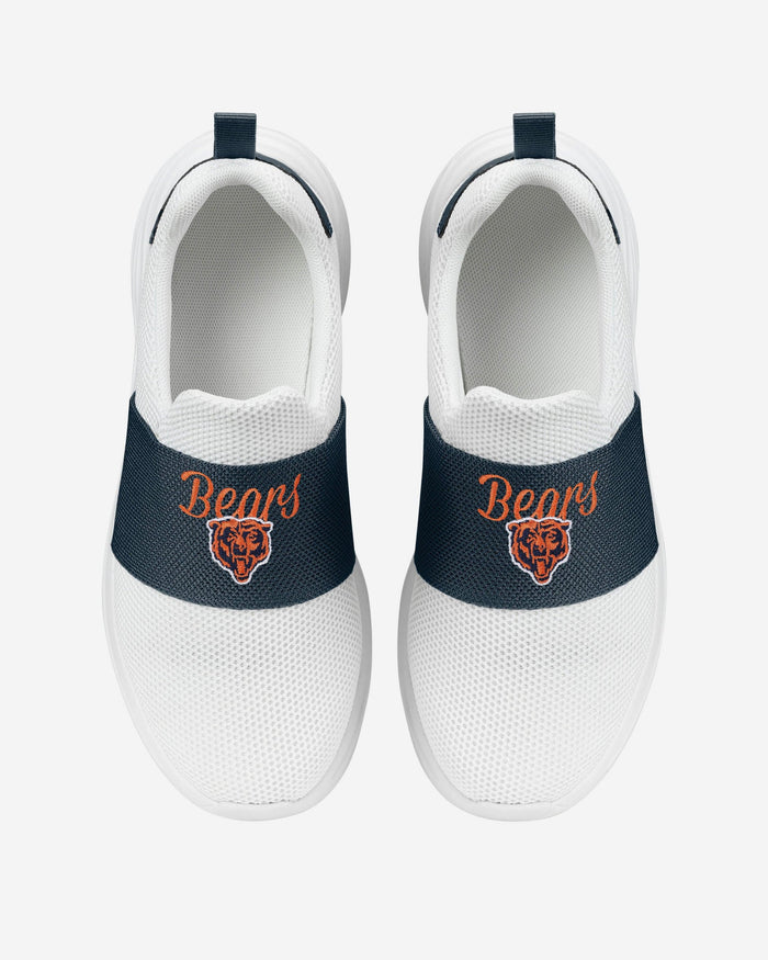 Chicago Bears Womens Script Wordmark White Slip On Sneakers FOCO - FOCO.com