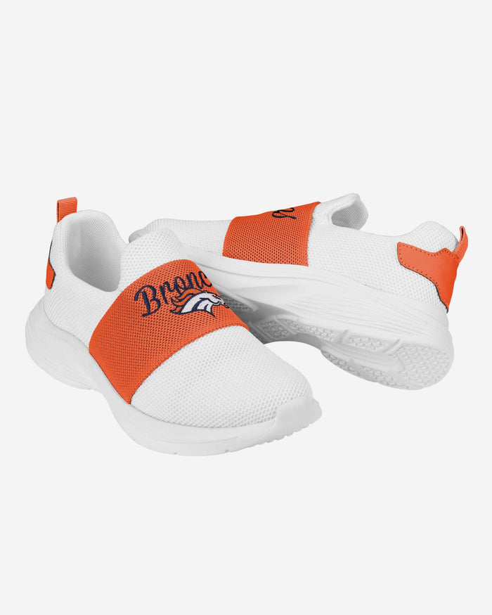 Denver Broncos Womens Script Wordmark White Slip On Sneakers FOCO - FOCO.com