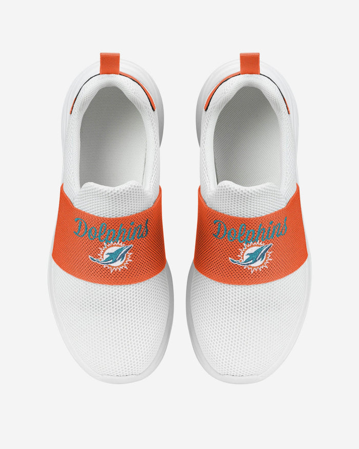 Miami Dolphins Womens Script Wordmark White Slip On Sneakers FOCO - FOCO.com