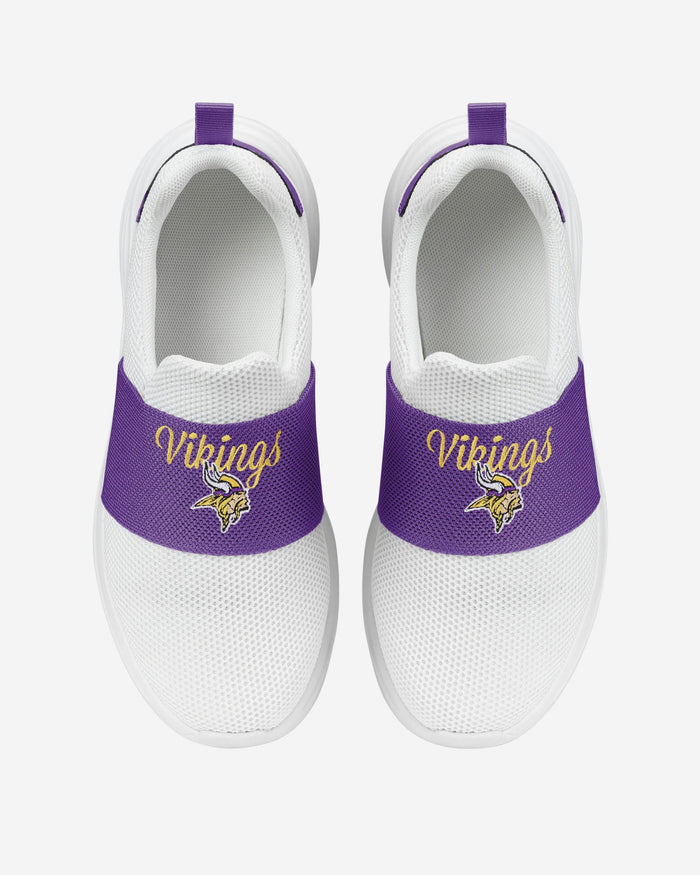 Minnesota Vikings Womens Script Wordmark White Slip On Sneakers FOCO - FOCO.com