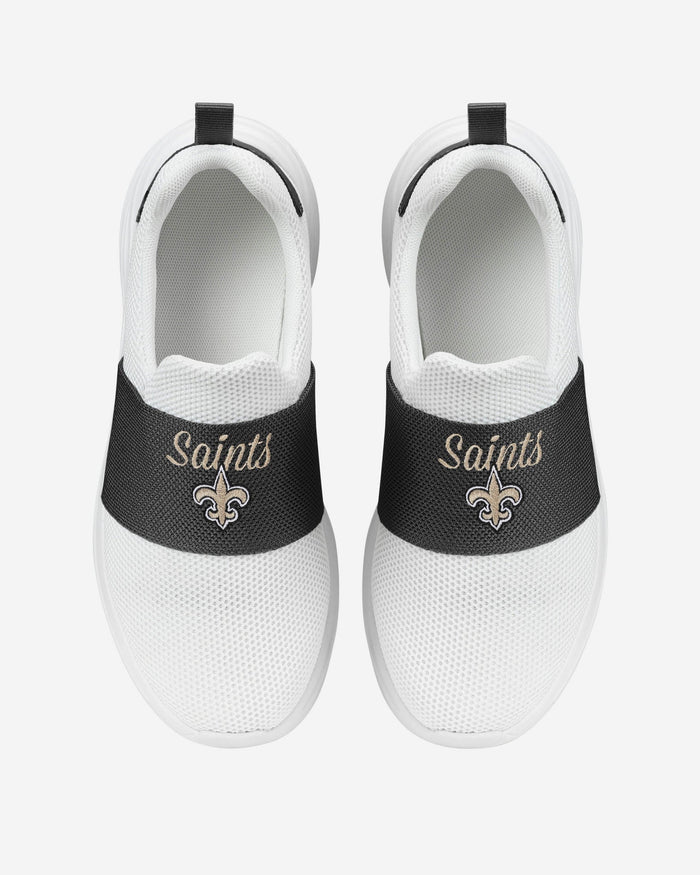 New Orleans Saints Womens Script Wordmark White Slip On Sneakers FOCO - FOCO.com