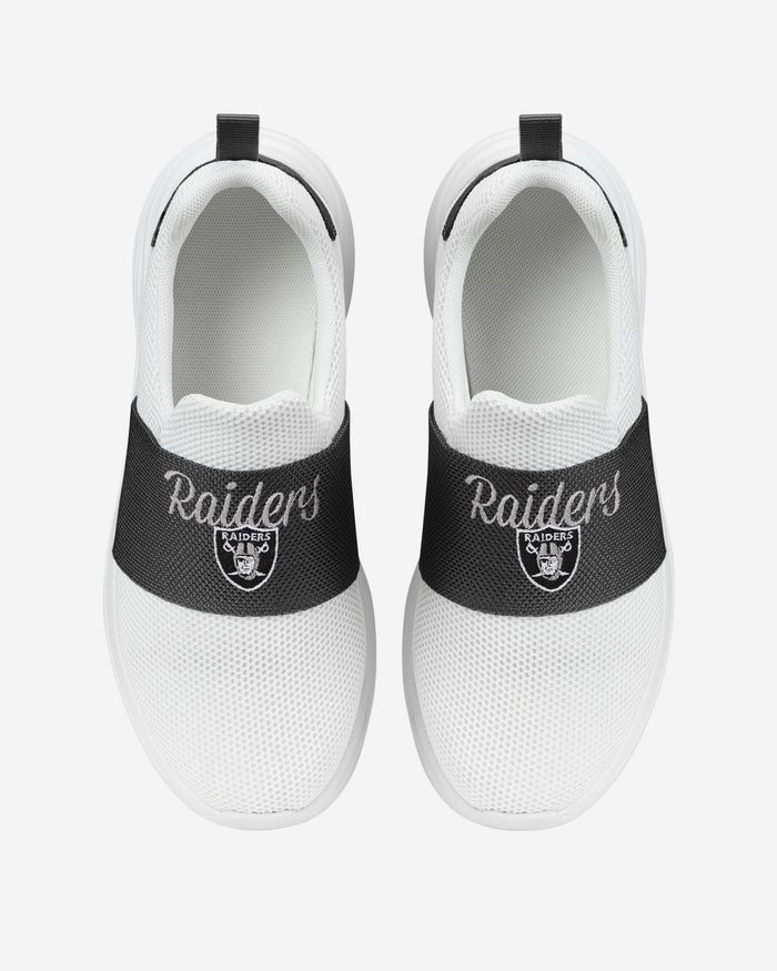 Las Vegas Raiders Womens Script Wordmark White Slip On Sneakers FOCO - FOCO.com
