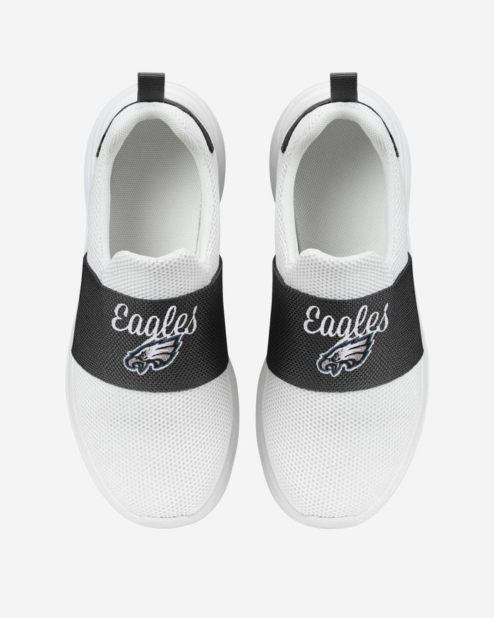 Philadelphia Eagles Womens Script Wordmark White Slip On Sneakers FOCO - FOCO.com