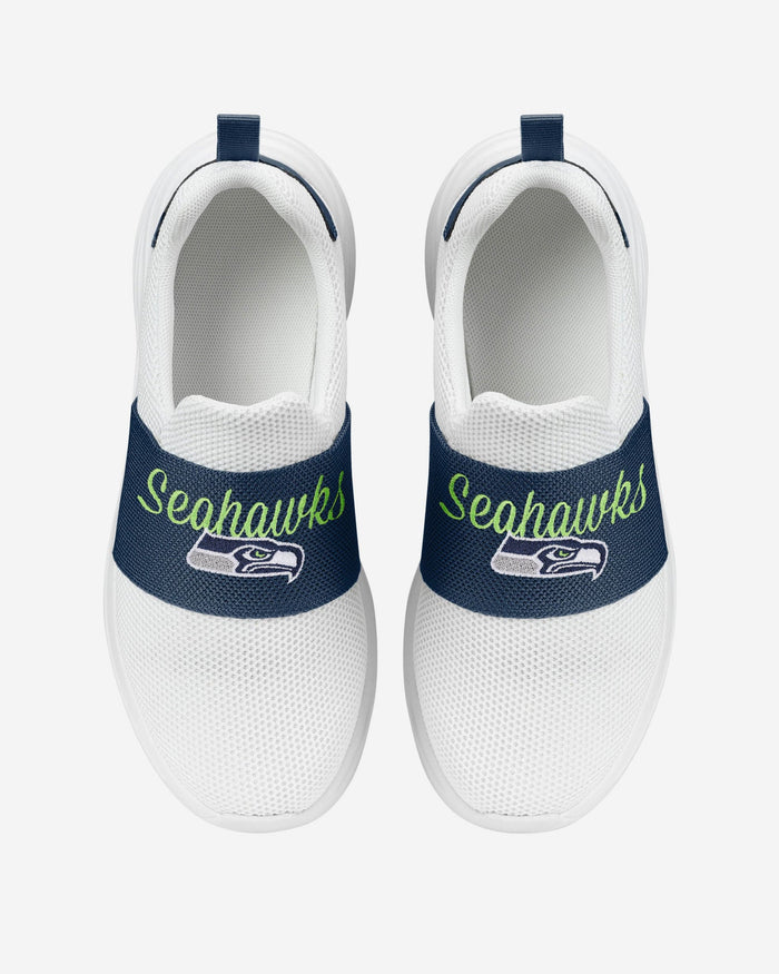Seattle Seahawks Womens Script Wordmark White Slip On Sneakers FOCO - FOCO.com