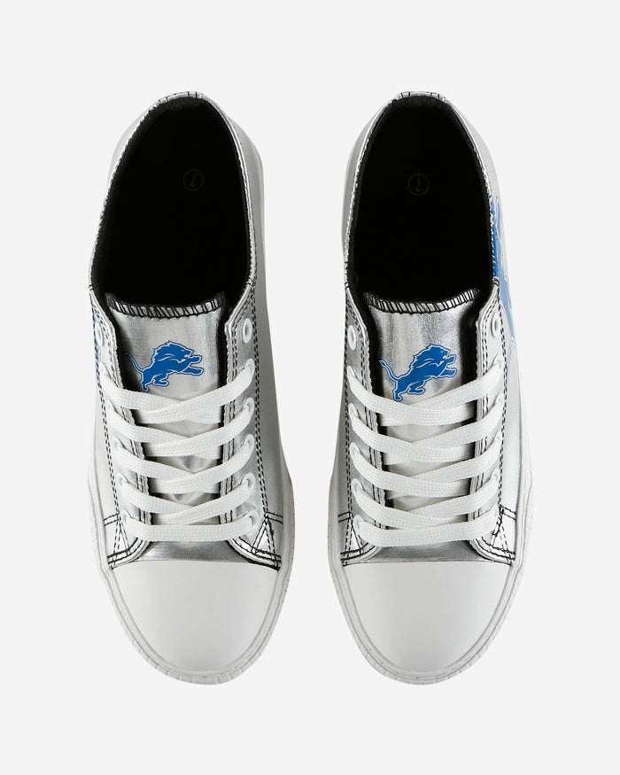 Detroit Lions Womens Team Color Metallic Low Top Canvas Shoes FOCO - FOCO.com