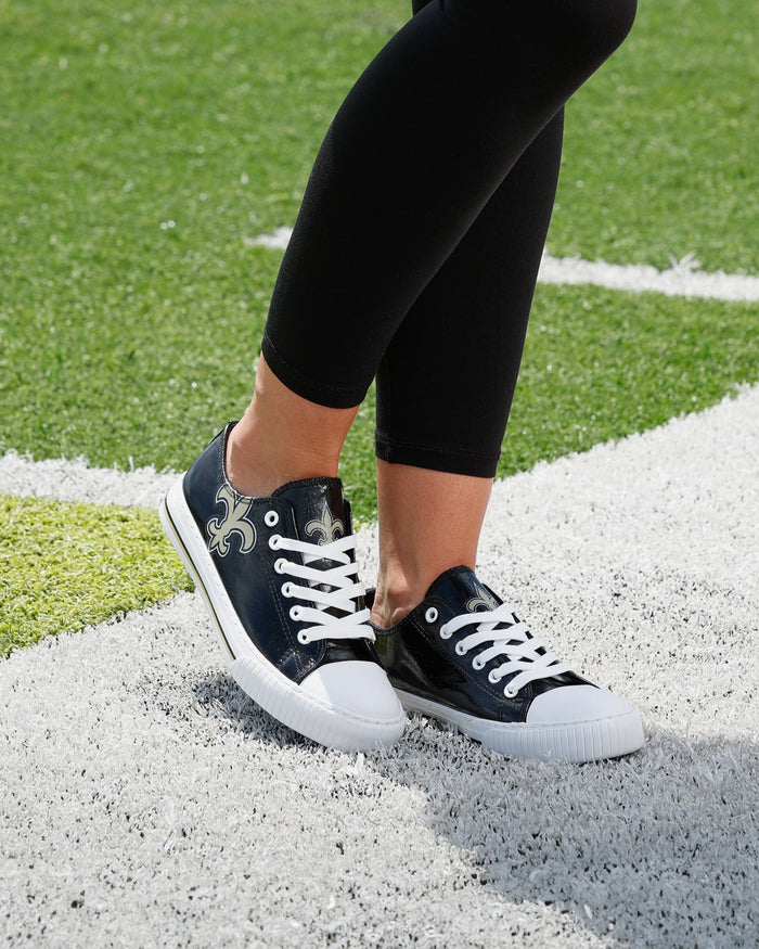 New Orleans Saints Womens Team Color Metallic Low Top Canvas Shoes FOCO - FOCO.com