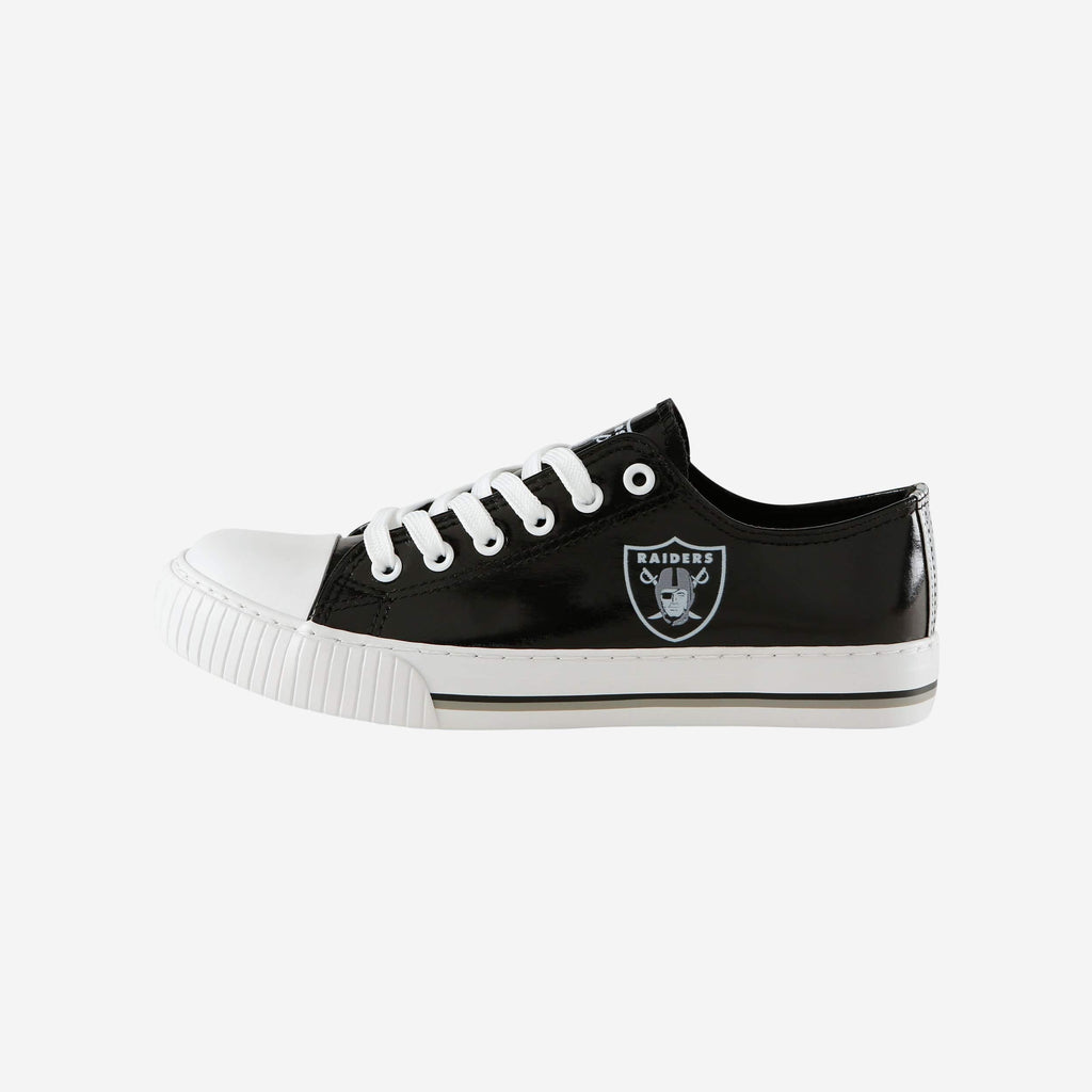 Las Vegas Raiders Womens Team Color Metallic Low Top Canvas Shoes FOCO 6 - FOCO.com