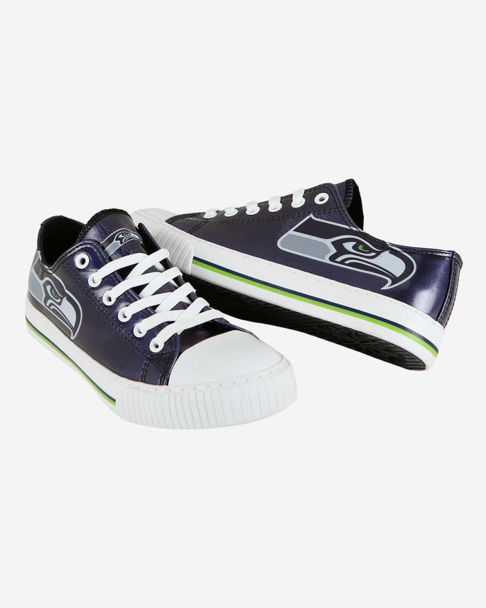 Seattle Seahawks Womens Team Color Metallic Low Top Canvas Shoes FOCO - FOCO.com