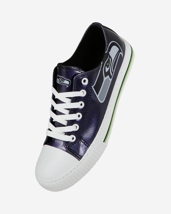 Seattle Seahawks Womens Team Color Metallic Low Top Canvas Shoes FOCO - FOCO.com