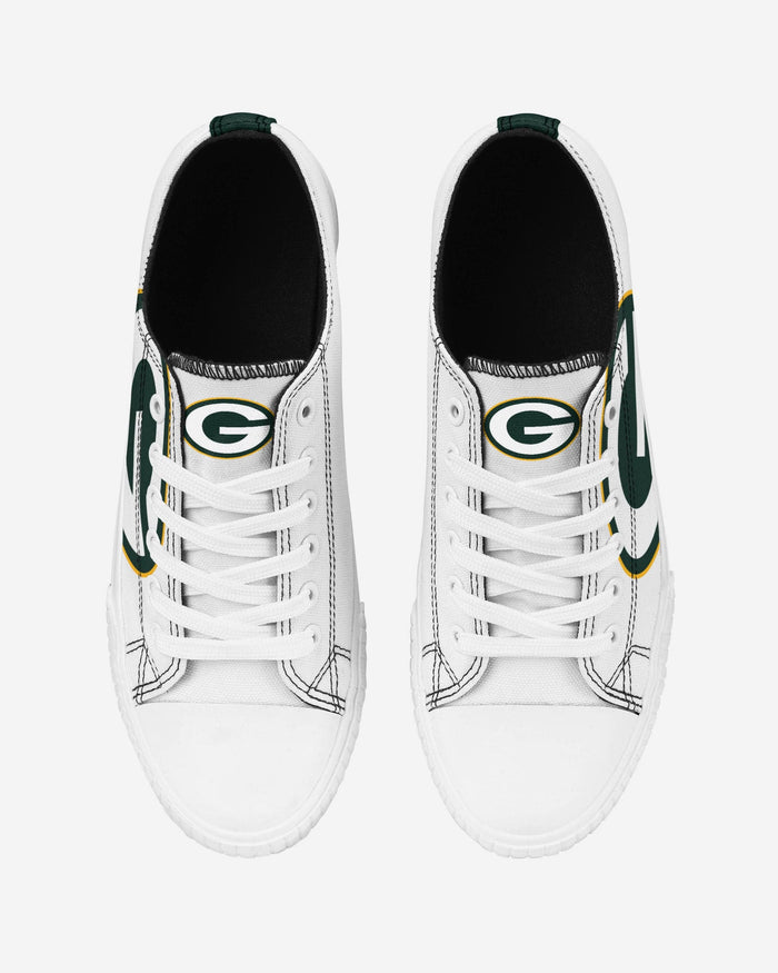 Green Bay Packers Womens Big Logo Low Top White Canvas Shoes FOCO - FOCO.com