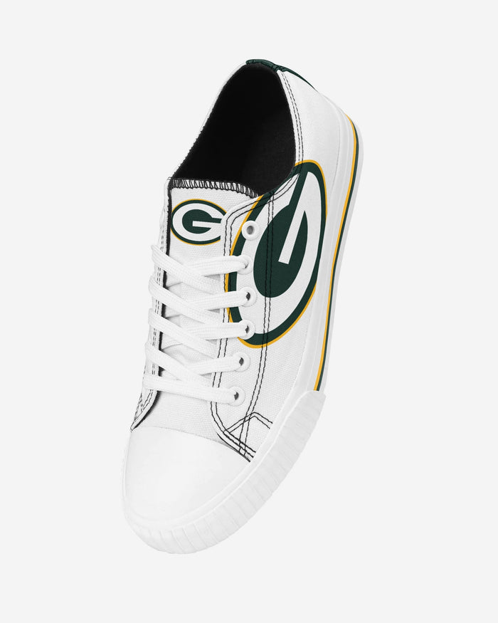 Green Bay Packers Womens Big Logo Low Top White Canvas Shoes FOCO - FOCO.com