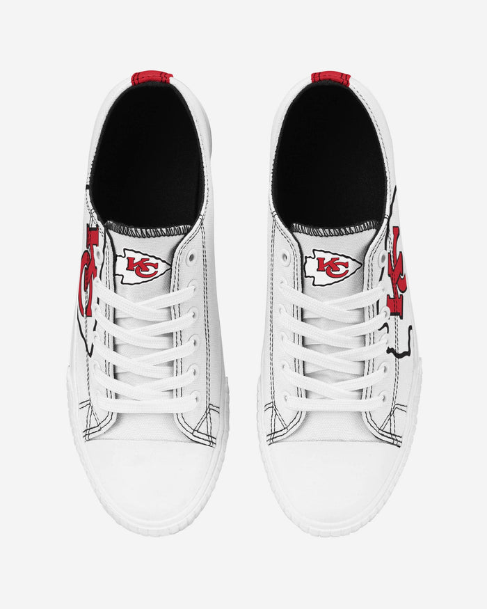 Kansas City Chiefs Womens Big Logo Low Top White Canvas Shoes FOCO - FOCO.com