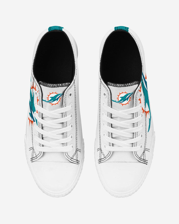 Miami Dolphins Womens Big Logo Low Top White Canvas Shoes FOCO - FOCO.com