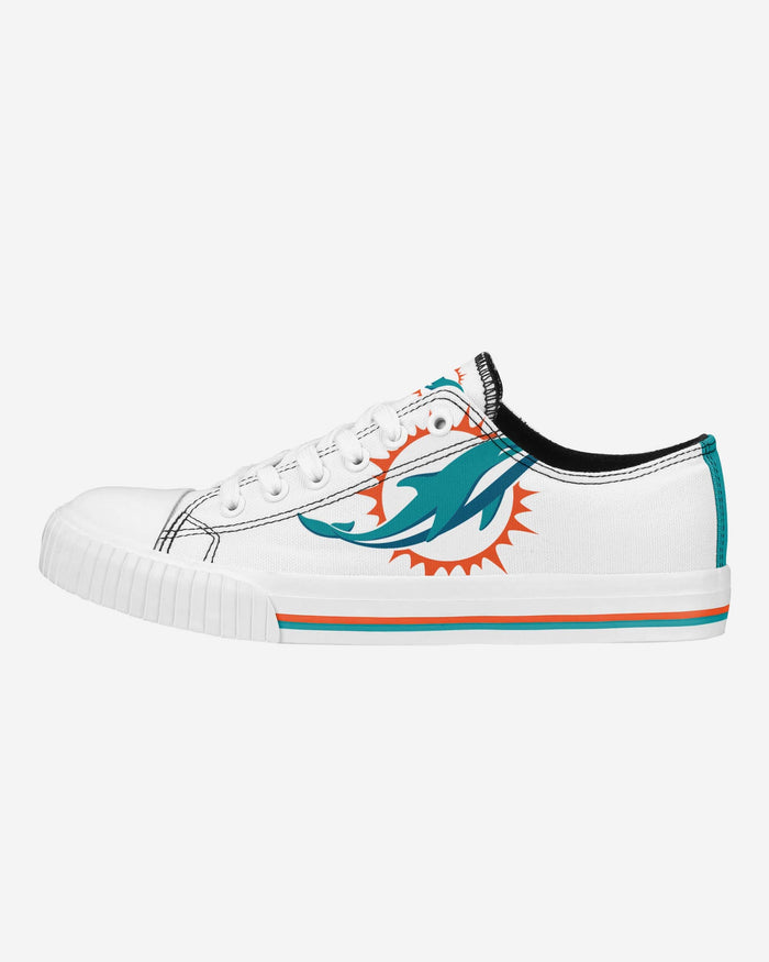 Miami Dolphins Womens Big Logo Low Top White Canvas Shoes FOCO 6 - FOCO.com