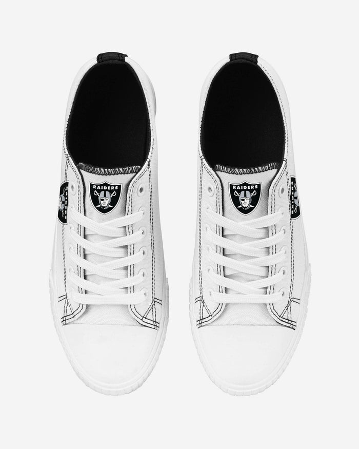 Las Vegas Raiders Womens Big Logo Low Top White Canvas Shoes FOCO - FOCO.com