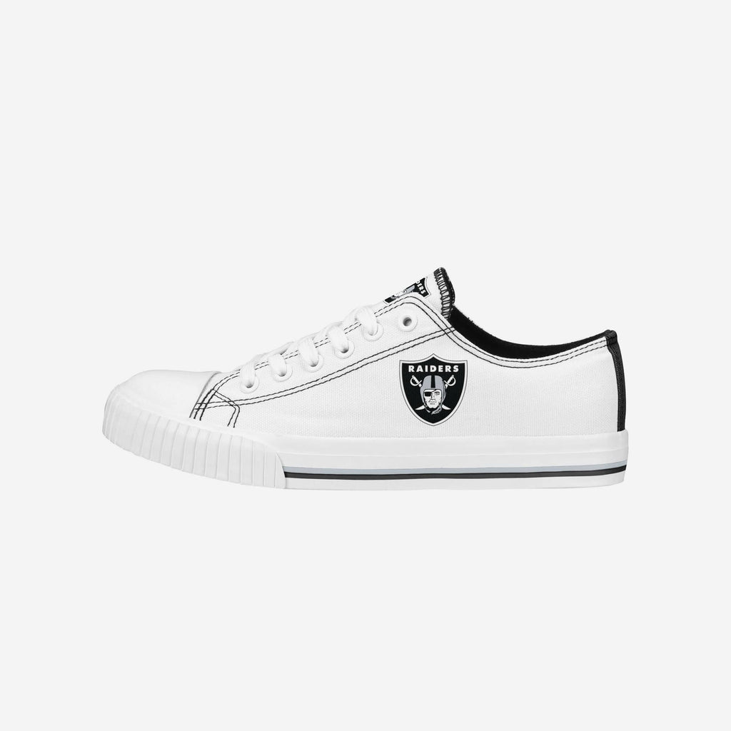 Las Vegas Raiders Womens Big Logo Low Top White Canvas Shoes FOCO 6 - FOCO.com