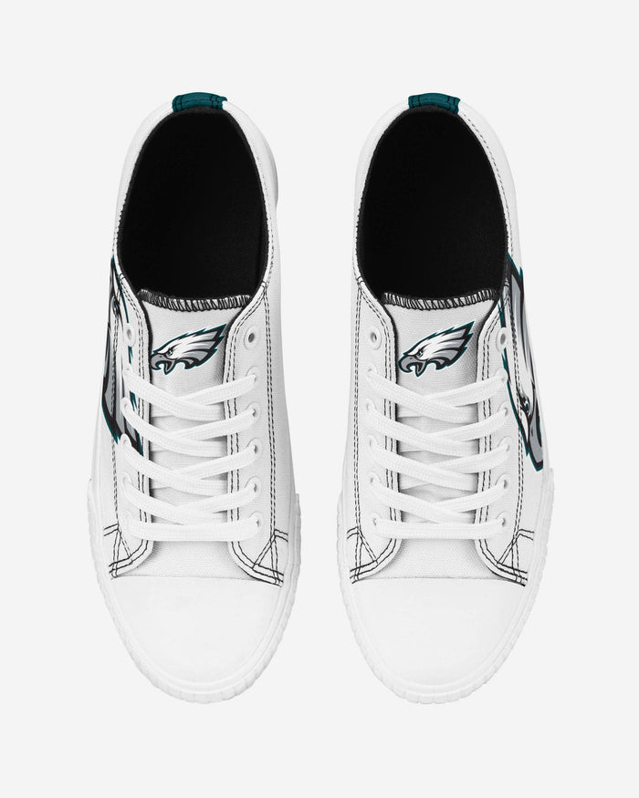 Philadelphia Eagles Womens Big Logo Low Top White Canvas Shoes FOCO - FOCO.com