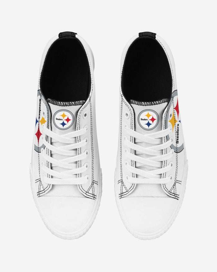 Pittsburgh Steelers Womens Big Logo Low Top White Canvas Shoes FOCO - FOCO.com