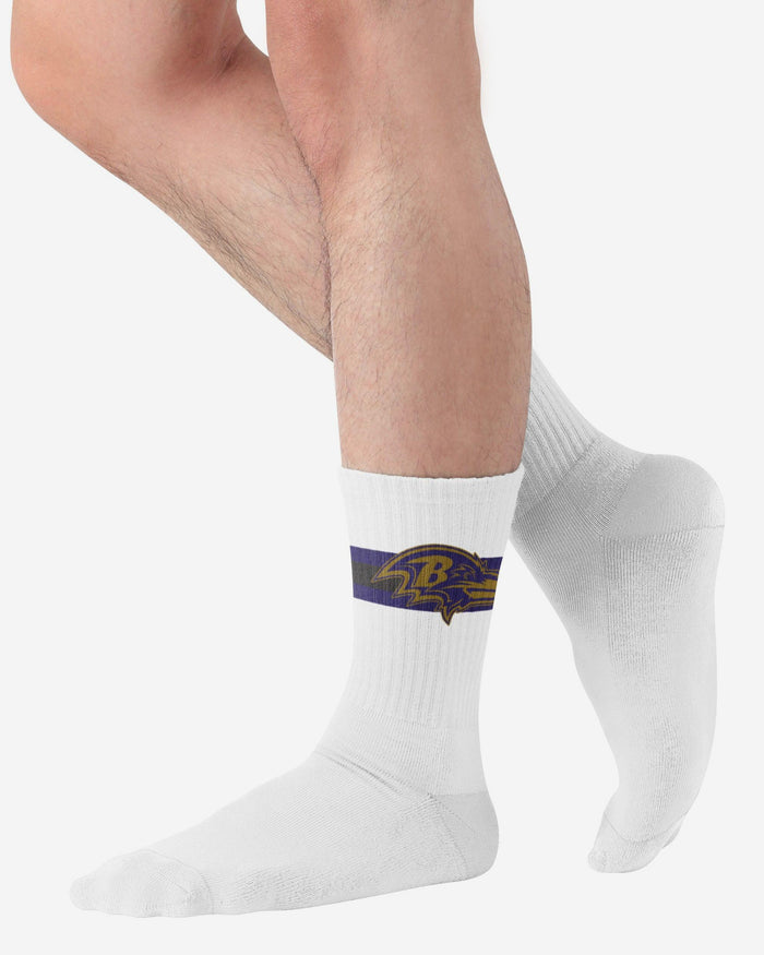 Baltimore Ravens Primary Logo White Socks FOCO - FOCO.com
