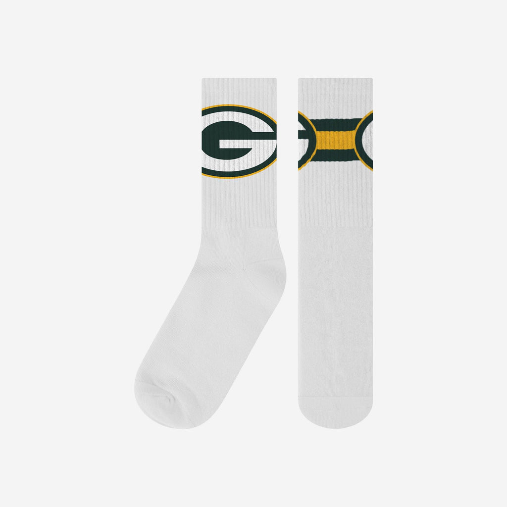 Green Bay Packers Primary Logo White Socks FOCO - FOCO.com