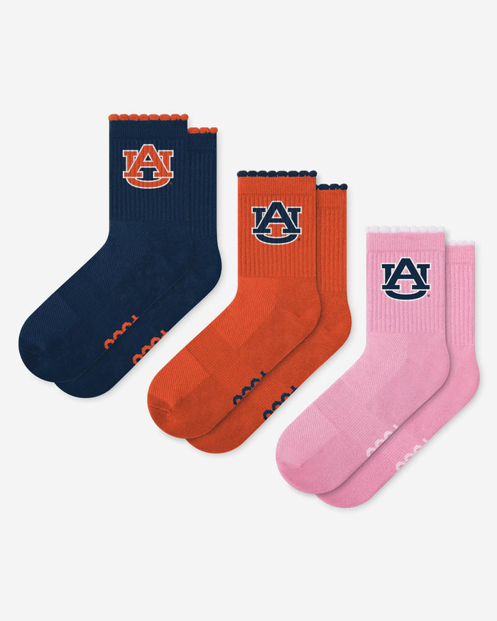 Auburn Tigers 3-Pack Ruffle Quarter Socks FOCO - FOCO.com