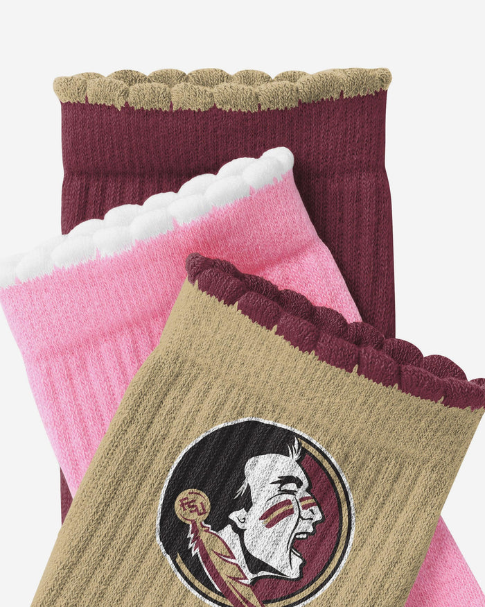 Florida State Seminoles 3-Pack Ruffle Quarter Socks FOCO - FOCO.com