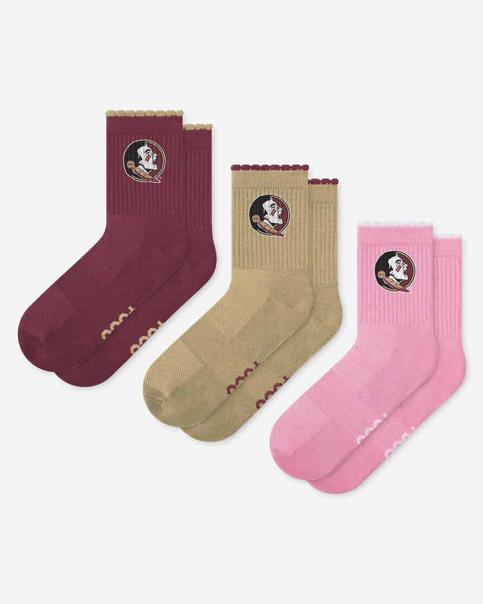 Florida State Seminoles 3-Pack Ruffle Quarter Socks FOCO - FOCO.com