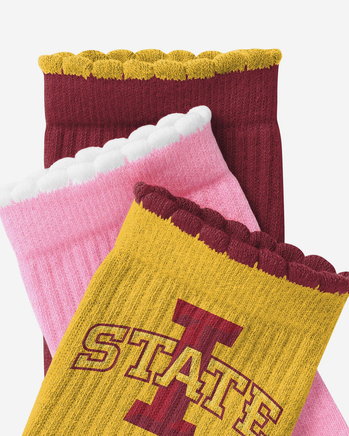 Iowa State Cyclones 3-Pack Ruffle Quarter Socks FOCO - FOCO.com