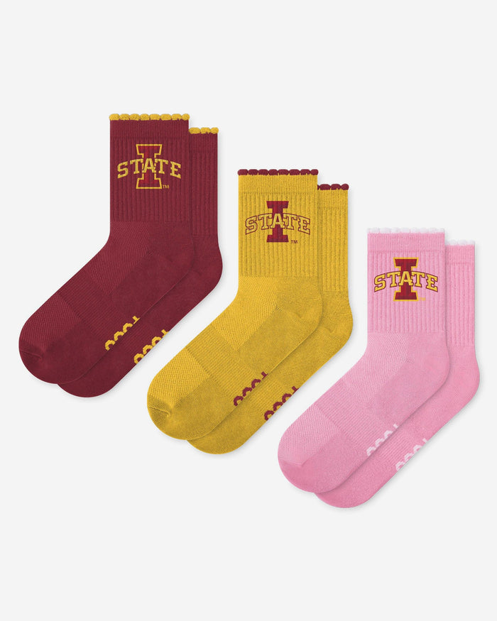 Iowa State Cyclones 3-Pack Ruffle Quarter Socks FOCO - FOCO.com