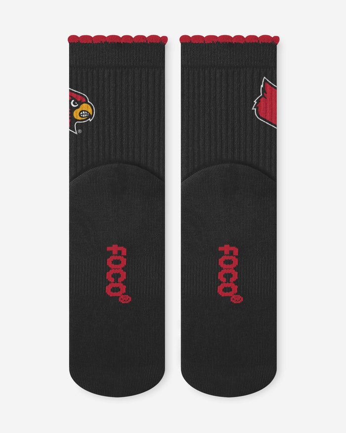 Louisville Cardinals 3-Pack Ruffle Quarter Socks FOCO - FOCO.com