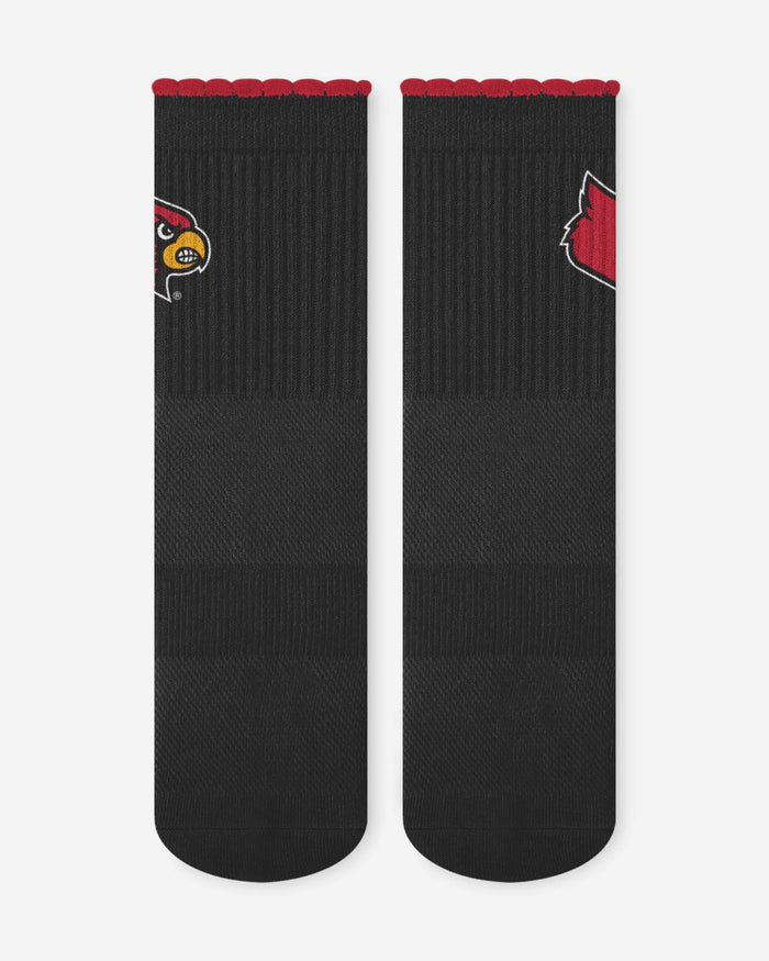 Louisville Cardinals 3-Pack Ruffle Quarter Socks FOCO - FOCO.com