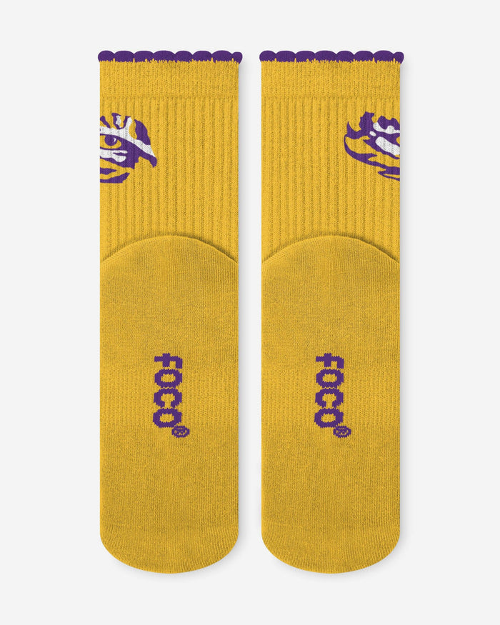 LSU Tigers 3-Pack Ruffle Quarter Socks FOCO - FOCO.com