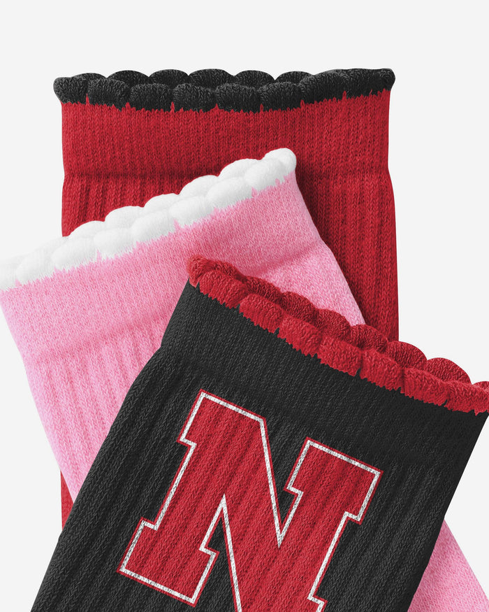 Nebraska Cornhuskers 3-Pack Ruffle Quarter Socks FOCO - FOCO.com