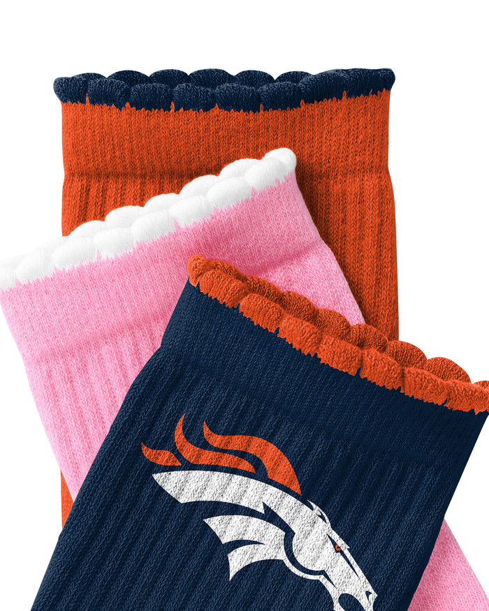 Denver Broncos 3-Pack Ruffle Quarter Socks FOCO - FOCO.com