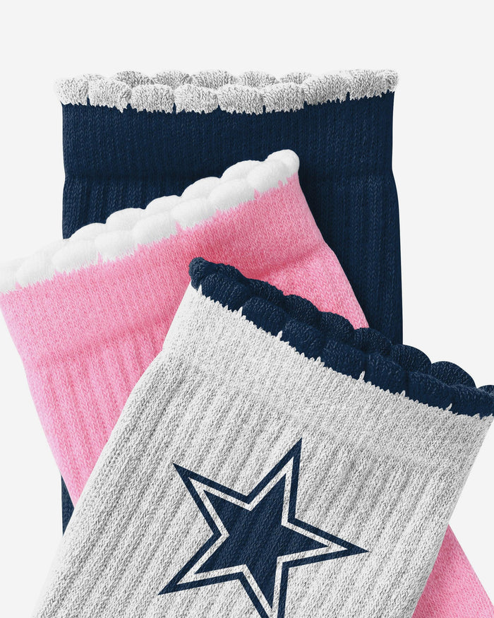 Dallas Cowboys 3-Pack Ruffle Quarter Socks FOCO - FOCO.com