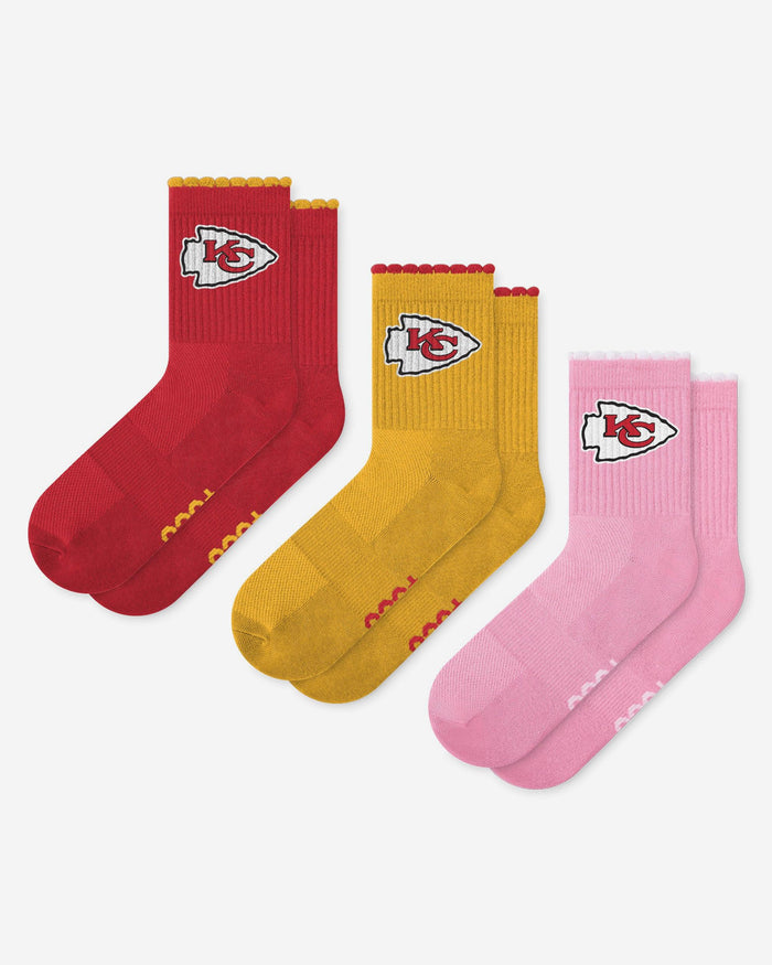 Kansas City Chiefs 3-Pack Ruffle Quarter Socks FOCO - FOCO.com