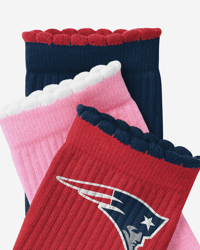 New England Patriots 3-Pack Ruffle Quarter Socks FOCO - FOCO.com
