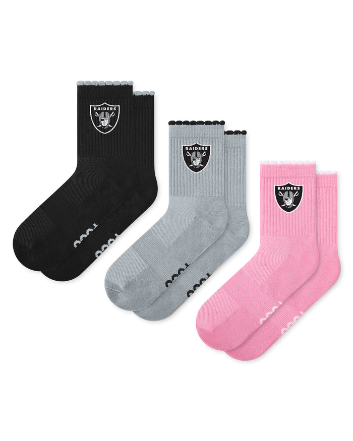 Las Vegas Raiders 3-Pack Ruffle Quarter Socks