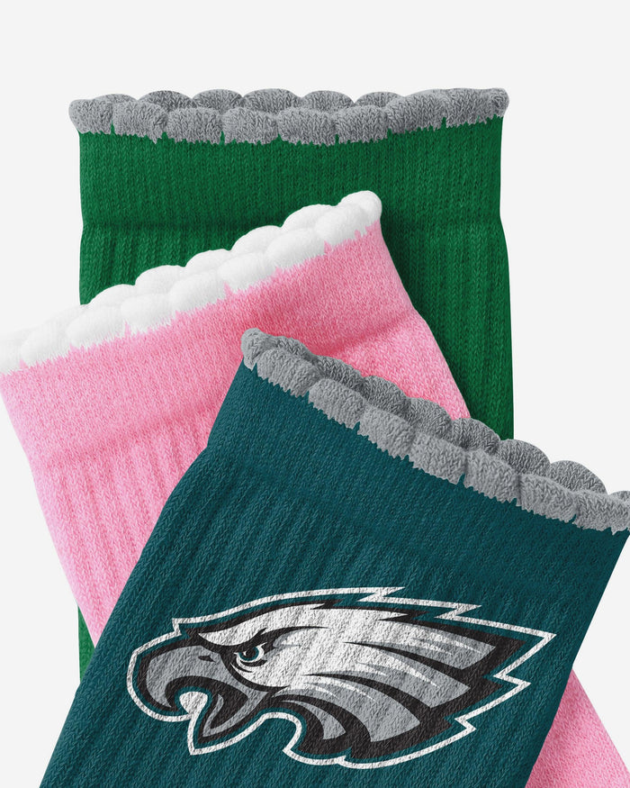 Philadelphia Eagles 3-Pack Ruffle Quarter Socks FOCO - FOCO.com