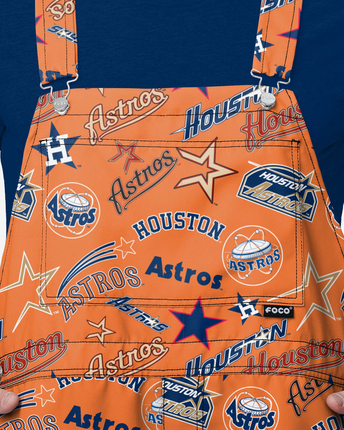 Houston Astros Mens Historic Print Bib Shortalls FOCO - FOCO.com