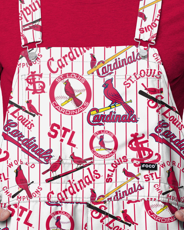 St Louis Cardinals Mens Historic Print Bib Shortalls FOCO - FOCO.com