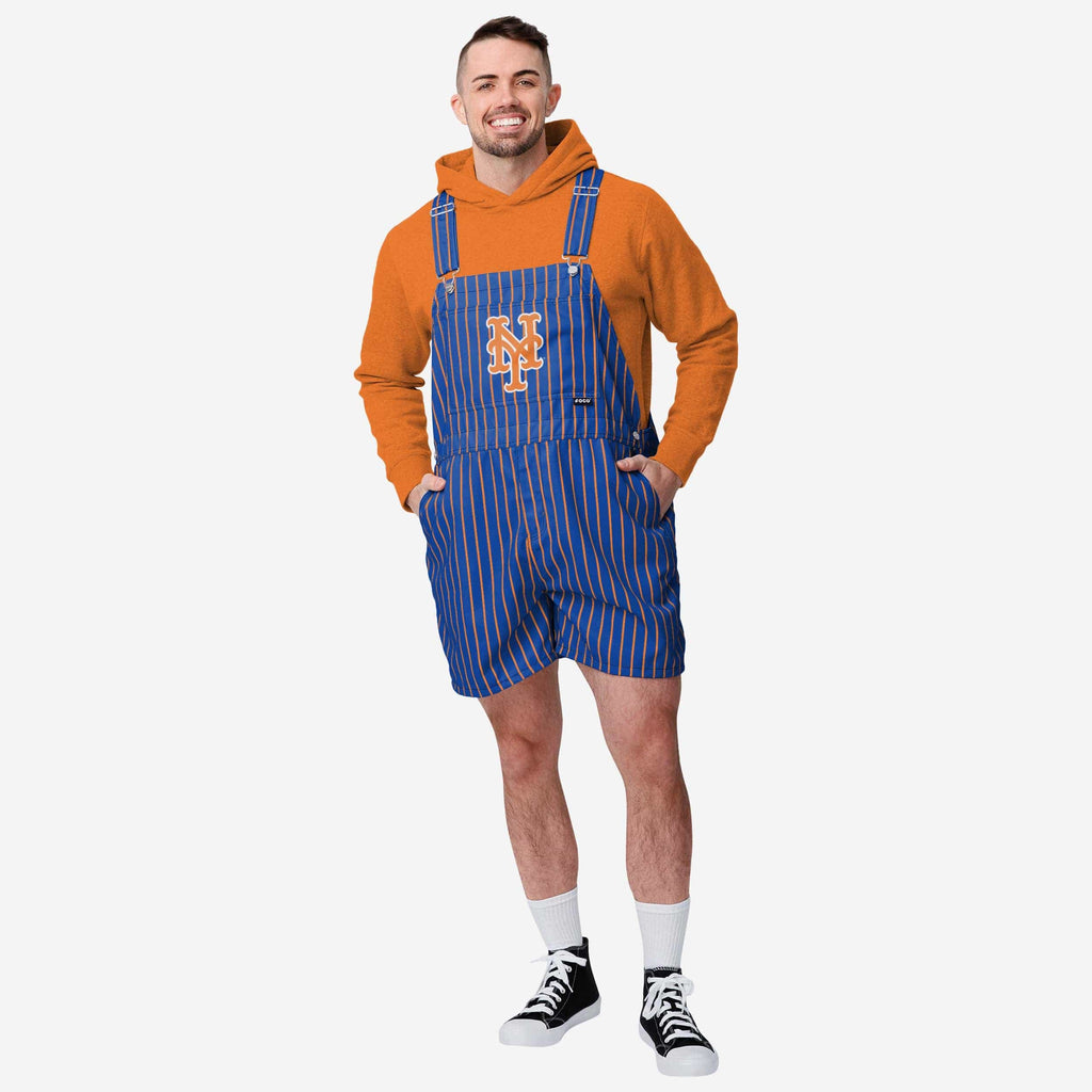 New York Mets Mens Pinstripe Bib Shortalls FOCO S - FOCO.com