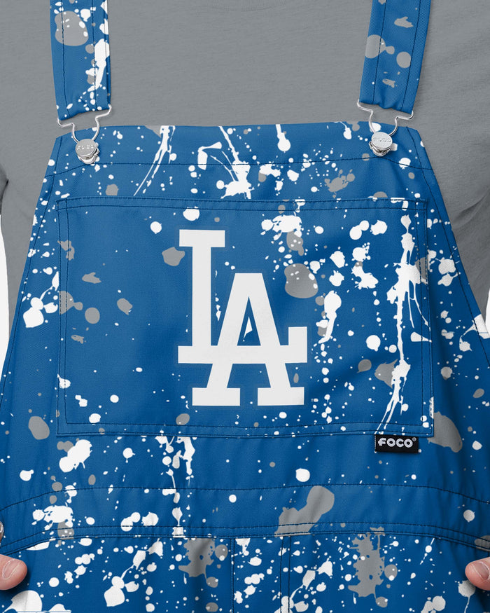 Los Angeles Dodgers Mens Paint Splatter Bib Shortalls FOCO - FOCO.com