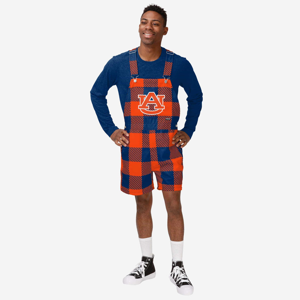 Auburn Tigers Mens Plaid Bib Shortalls FOCO S - FOCO.com